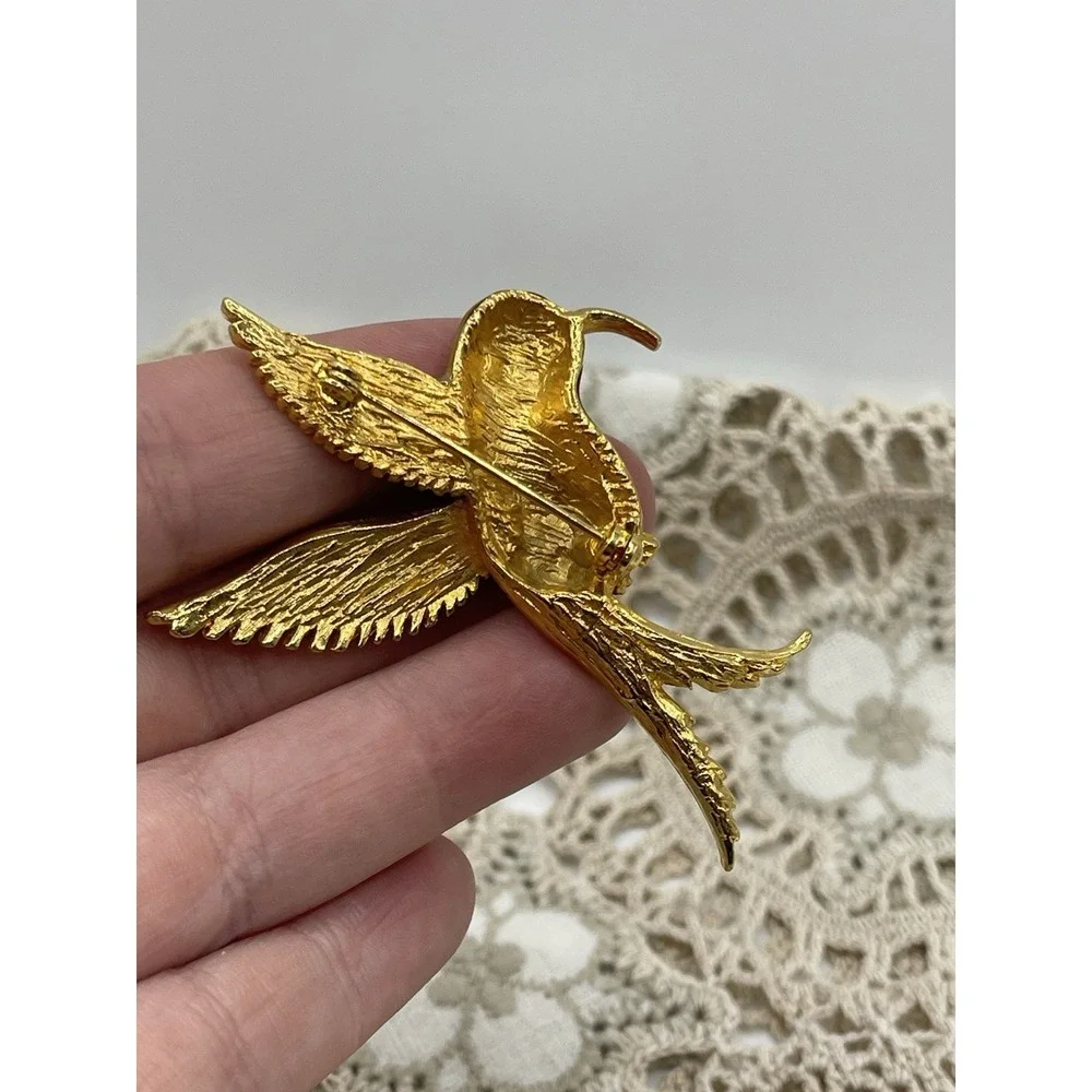 Enamel Hummingbird‎ Brooch/Rhinestone Eye